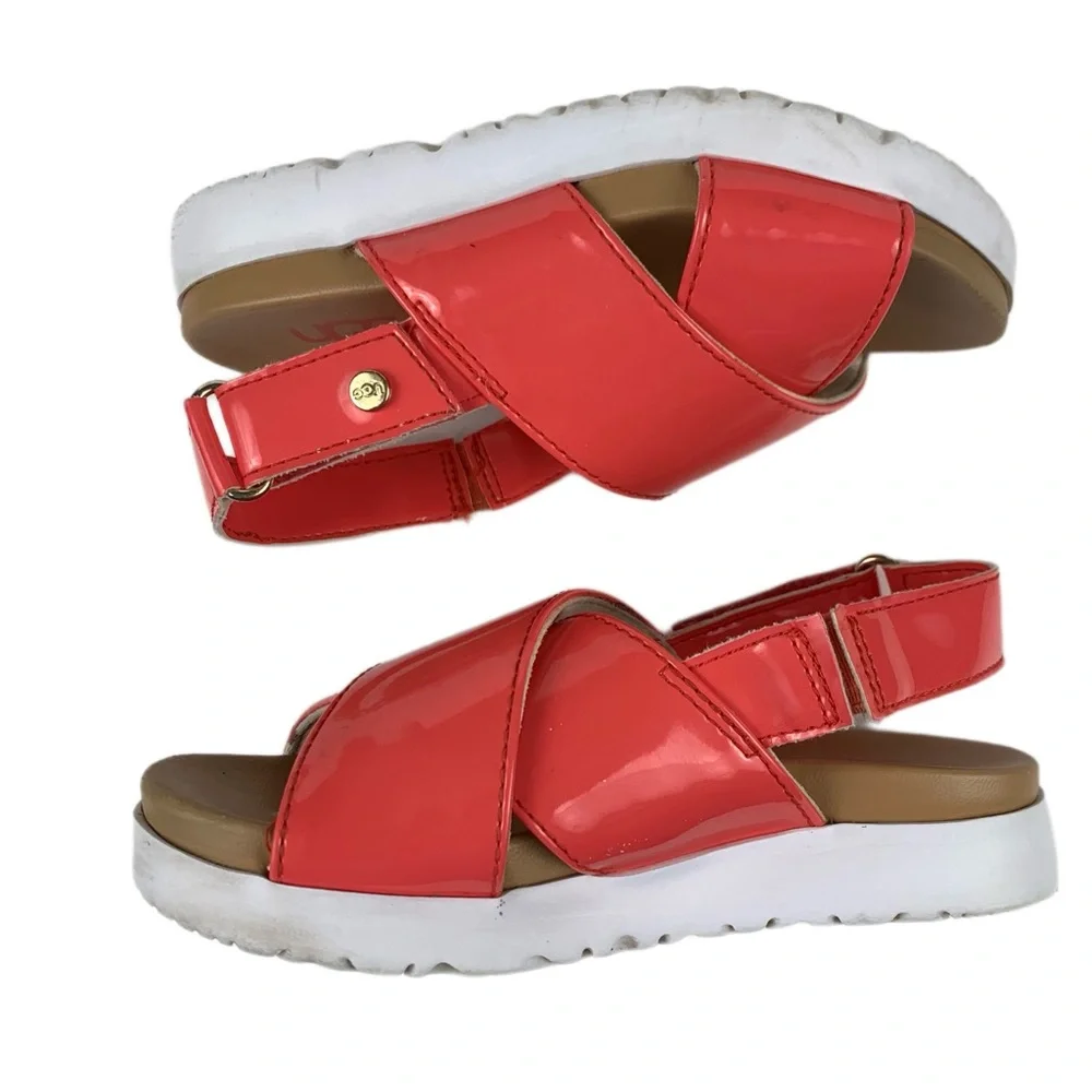Uggs 2 Pair Girls Patent Leather Sandals Size 10